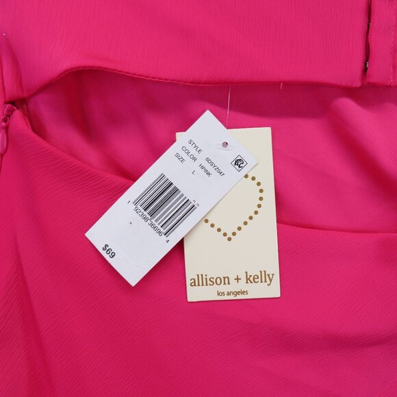 Allison Kelly Dress Sz Large Hot Pink Mini Adjustable Straps Sweetheart Neckline - Picture 5 of 13